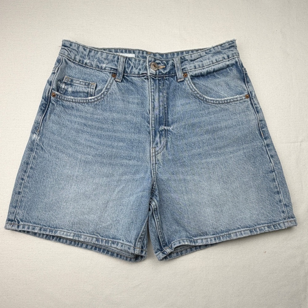PacSun Denim Shorts Women 8 Blue Good High Rise Mom Jean Distressed Light Wash